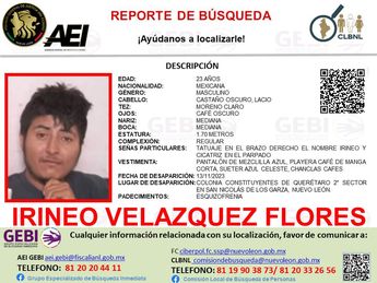 Desaparece Irineo en San Nicolás / Especial