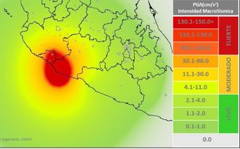 Mapa de intensidad del sismo / UNAM.