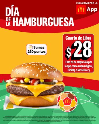 Clientes podrán activar promociones especiales desde la aplicación oficial de McDonald’s durante el Burger Day 2026.