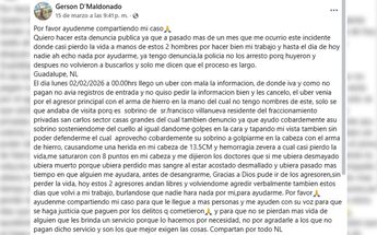 Publicación del guardia agredido en Guadalupe | Especial
