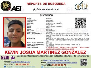Reporte de búsqueda de menor desaparecido en Nuevo León. | Cortesía