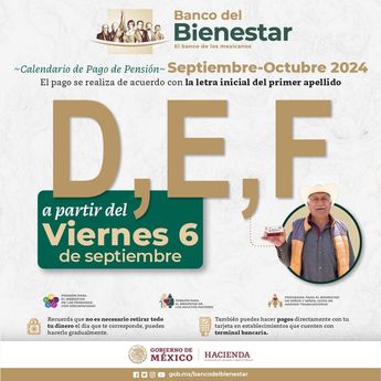 Pago Pensión del Bienestar 6 de septiembre