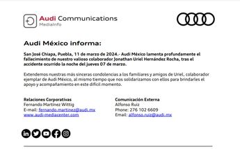 Audi México lamentó la muerte de un trabajador en un accidente sobre la carretera a San José Chiapa | Audi México