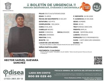 Ficha de búsqueda de Héctor Samuel Guevara Sánchez.