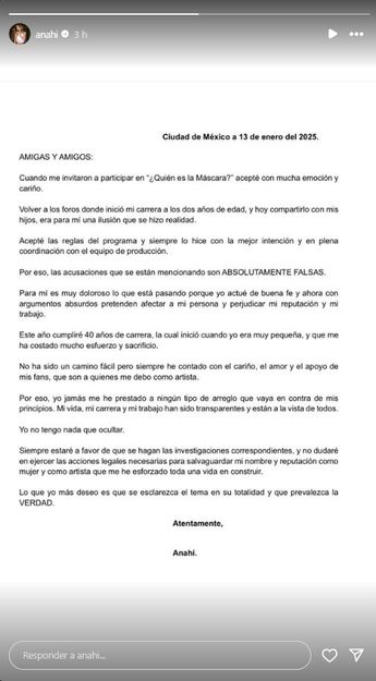 Anahí decidió romper el silencio tras la polémica con Televisa.