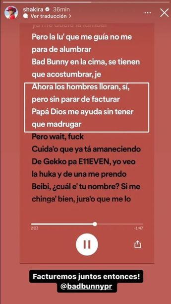 Shakira le responde a Bad Bunny a nueva canción.