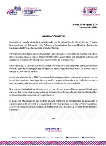 La investigación contra los policías señalados correrá a cargo de la Coordinación de Asuntos Internos / X: @SnAndresOficial