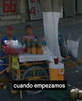 El carrito de Misael y su madre con el que iniciaron la venta de fruta en Tehuacán / Facebook: Misael Galván