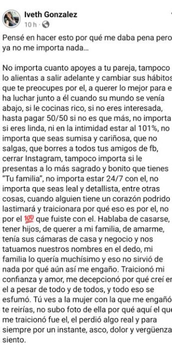 Iveth explicó por qué borró las fotos con su novio. | Especial