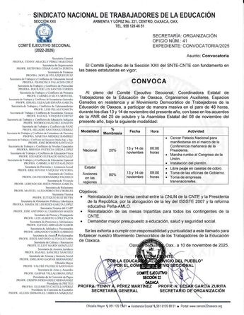Comunicado del Sindicato Nacional de Trabajadores de la Educación. / Cortesía