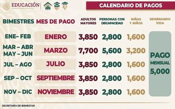 Calendario de pagos / Secretaria del Bienestar