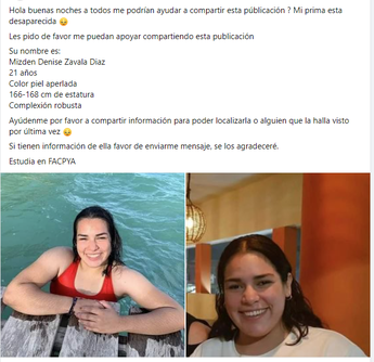 Mizden Denisee, estudiante de Facpya, está desaparecida | Especial