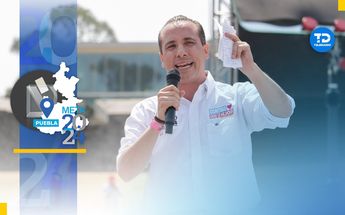 Mario Riestra Piña en el evento de inicio de campaña en Puebla | Agencia Es Imagen