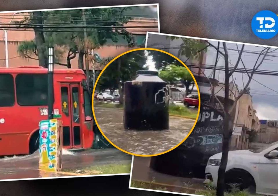 Tinaco invade las calles inundadas de Guadalajara / TELEDIARIO