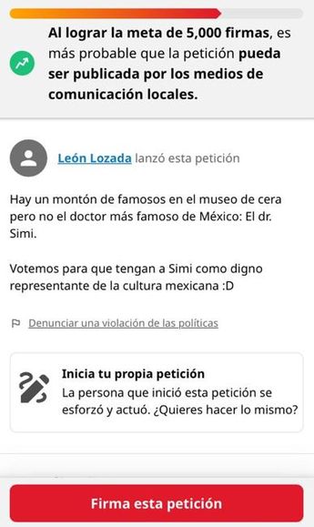El usuario de nombre León Lozada creó la petición. | Cortesía