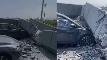 El puente cayó sobre un vehículo