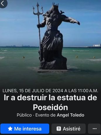 Grupo de Facebook para destruir estatua de Poseidón en Yucatán / Cortesía