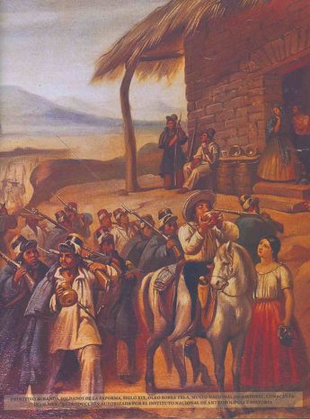 Soldados de la Reforma (1858) / Primitivo Miranda / Técnica: Óleo sobre tela