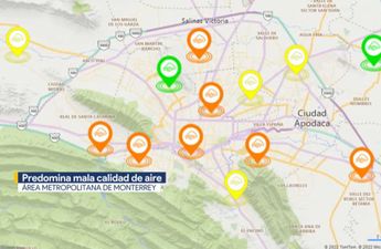 Sistema de monitoreo ambiental en el Área Metropolitana alrededor de las 7:00 horas de este jueves.