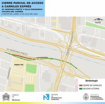 Cierre vial en la avenida Morones Prieto. | Cortesía
