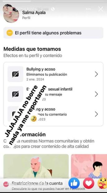 Captura de historia de Salma Ayala. | Especial