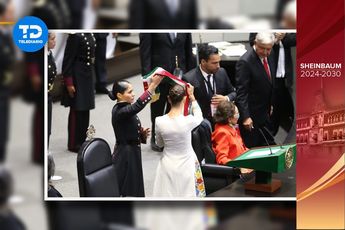 Claudia Sheinbaum:cadete le coloca banda presidencial