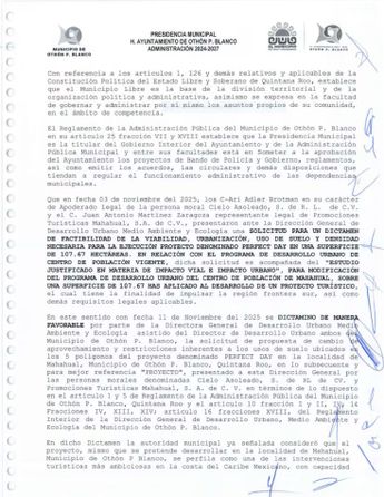 Iniciativa del acuerdo del cambio de uso de suelo.| Cortesía
