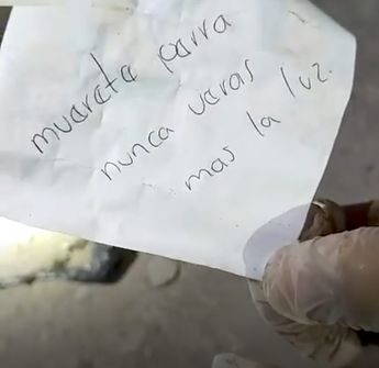 Mensaje escrito en la fotografía de la alcaldesa de San Pedro