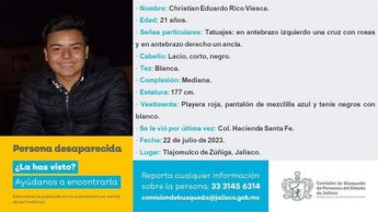 Ficha de búsqueda de Christian, joven encontrado sin vida