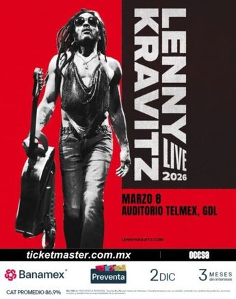 El concierto de Lenny Kravitz tendrá lugar en el Auditorio Telmex de Guadalajara | Ticketmaster vía Instagram