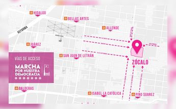 Mapa de las calles en las que transitará la Marea Rosa./ @redesunidosmx