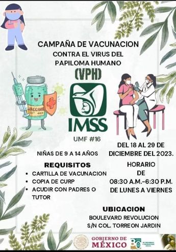 Campaña intensiva de vacunación para niñas contra el VPH en IMSS Torreón: cuándo y dónde será