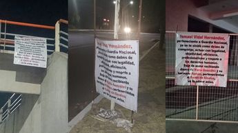 Lonas acusando a elemento de la Guardia Nacional de nexos con crimen organizado | Especial