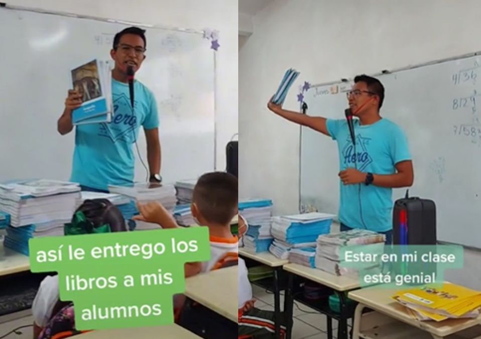 El docente de primaria muestra su día a día en redes sociales.