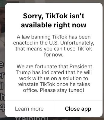 Anuncio de cierre de operaciones de TikTok en Estados Unidos