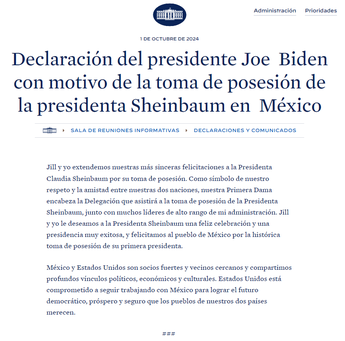 Declaración oficial de Estados Unidos sobre la nueva presidenta de México | Telediario