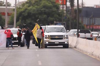 Convoy de Claudia Sheinbaum en Nuevo León. | Luis Guerra