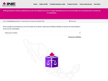 Página de transmisión en vivo de los conteos en juntas locales
