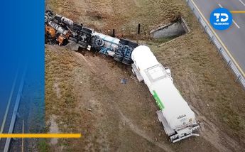 Volcadura camión en Nuevo León