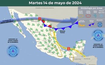 Frente frío martes 14 mayo