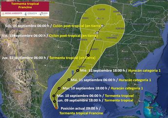 Trayectoria de la tormenta tropical Francine