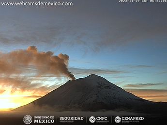 Popocatépetl hoy 29 de noviembre. (@Webcams de México)