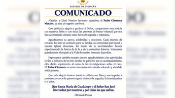 Boletín emitido por la Diócesis de Culiacán tras la localización del sacerdote Clemente Morales Topete.