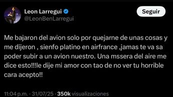 León Larregui publicó un mensaje quejándose de maltrato por parte de la aerolínea | X