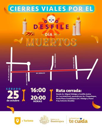 Estas son las avenidas que se verán afectadas por los cierres del Desfile de Día de Muertos en Guadalajara | Gobierno de Guadalajara