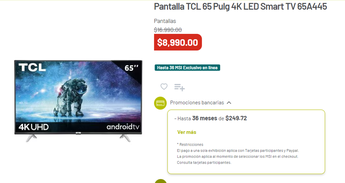 Pantallas con descuento en Soriana/ Captura