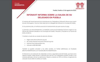 Infonavit anuncia la salida de Antonio Kuri como delegado en Puebla