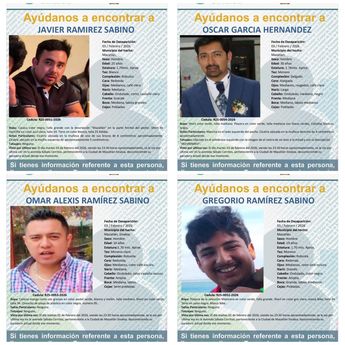 Si tienes información del paradero de los 4 desaparecidos, comunícate con las autoridades. | Fiscalía de Sinaloa
