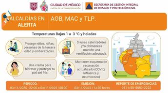 SGIRPC emitió doble alerta por frío en CdMx | X @SGIRPC_CDMX