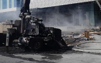 Maquina quemada incendio en San Pedro | Especial
